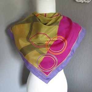 Sage, fuschia & orange silk scarf